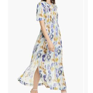 Baum und Pferdgarten Adamaris Silk Blend Smocked Bodice Midi Dress 36 EU, US 4/6